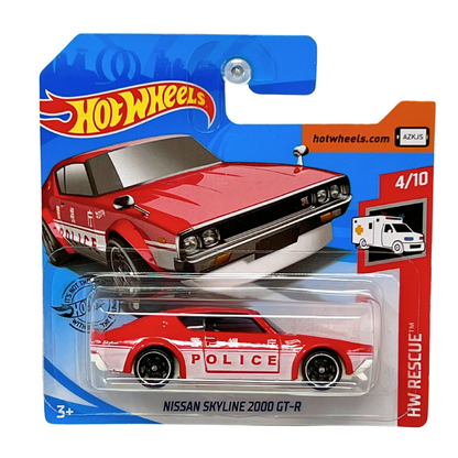 Hot Wheels HW Rescue Police Nissan Skyline 2000 GT-R JDM 1:64 Diecast Short Card