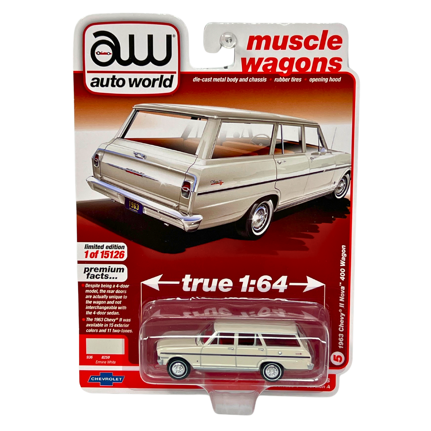 Auto World Modern Wagons 1963 Chevy II Nova 400 Wagon 1:64 Diecast Version A