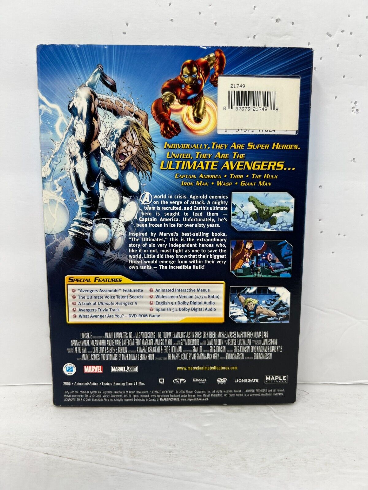 Ultimate Avengers The Movie (DVD) Animated Marvel Feature