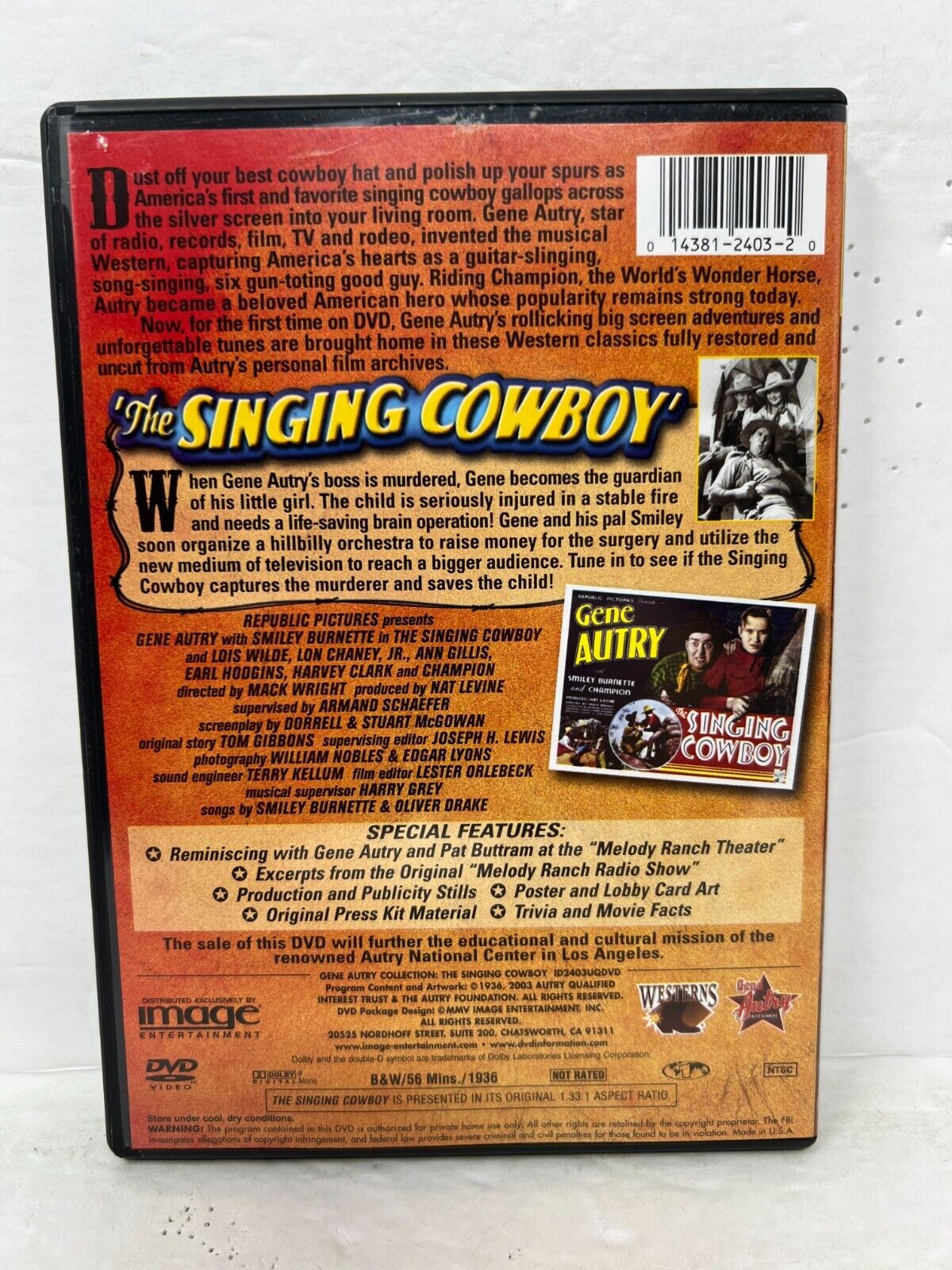 The Singing Cowboy (DVD) Western Good Condition!!!