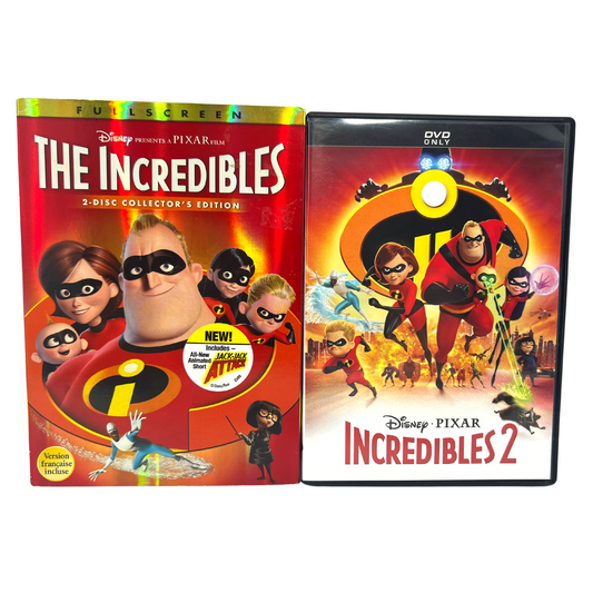 Disney The Incredibles 1 & 2 (DVD) Collection Lot of 2 Good Condition!!!