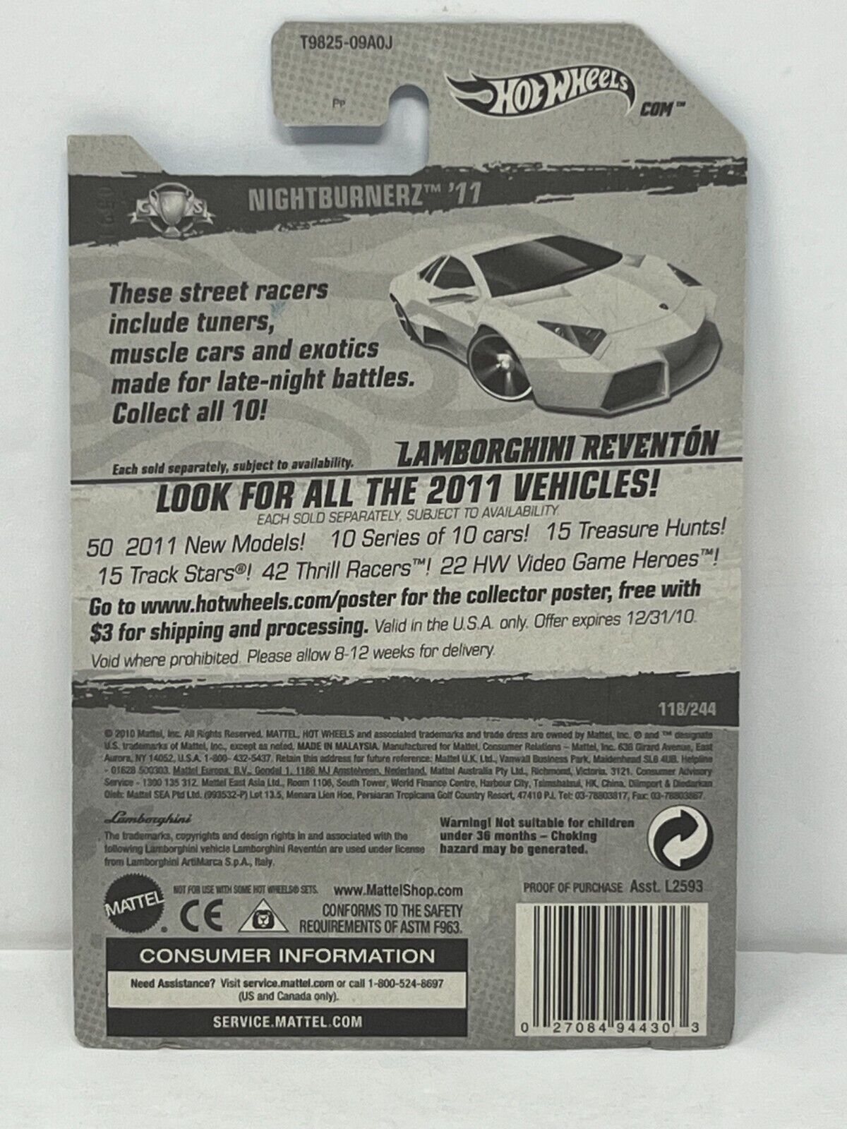 Hot Wheels Nightburnerz Lamborghini Reventon 1:64 Diecast Factory Sealed