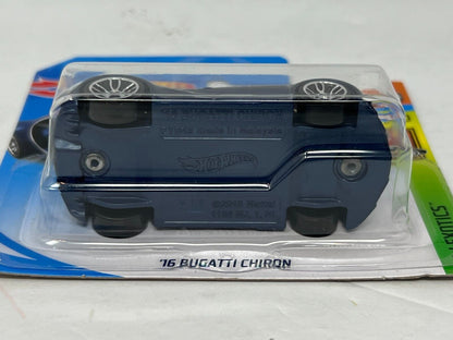 Hot Wheels HW Exotics 2016 Bugatti Chiron Blue 1:64 Diecast Short Card