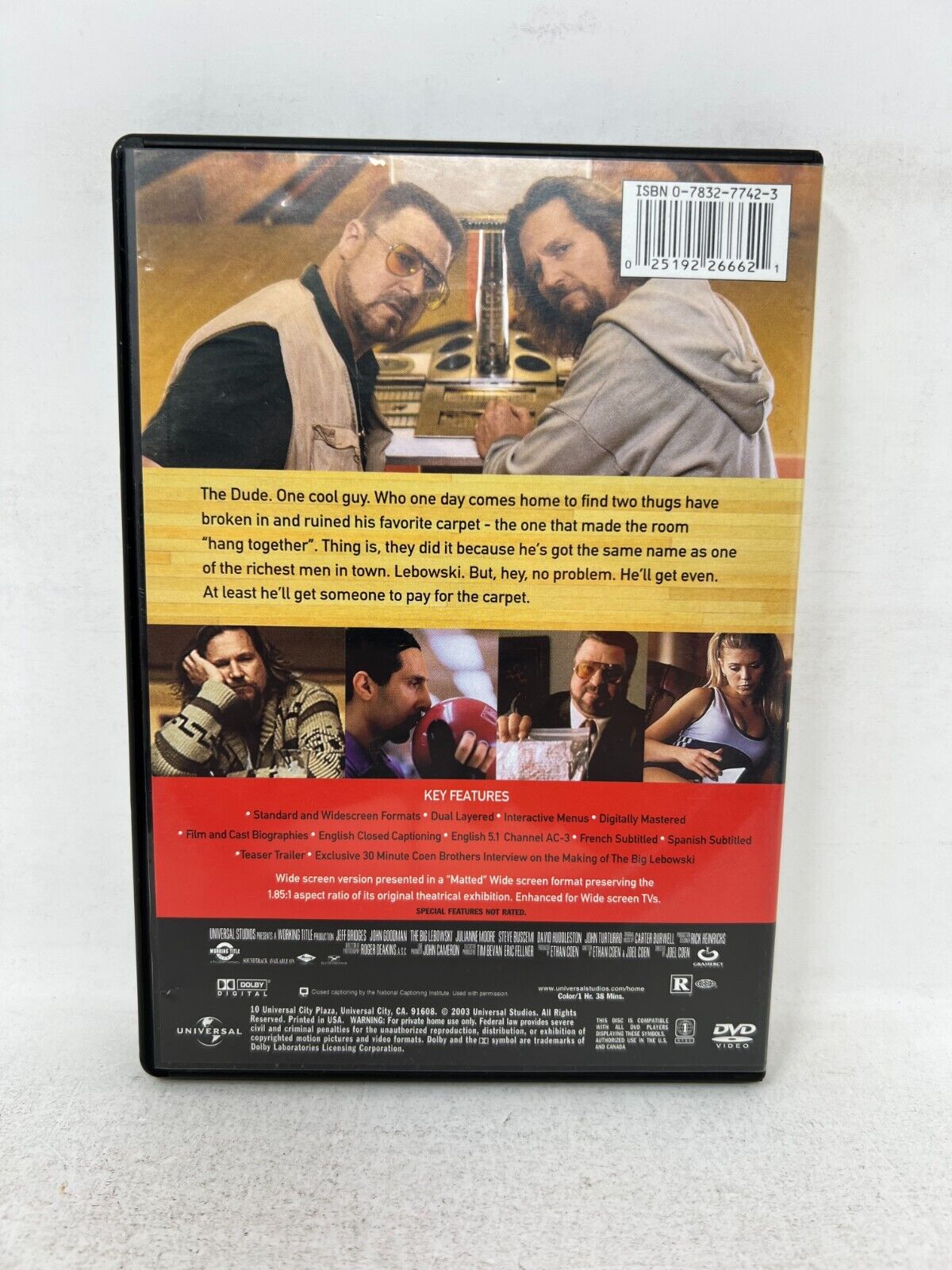 The Big Lebowski (DVD) Crime Comedy Movie Good Condition!!!