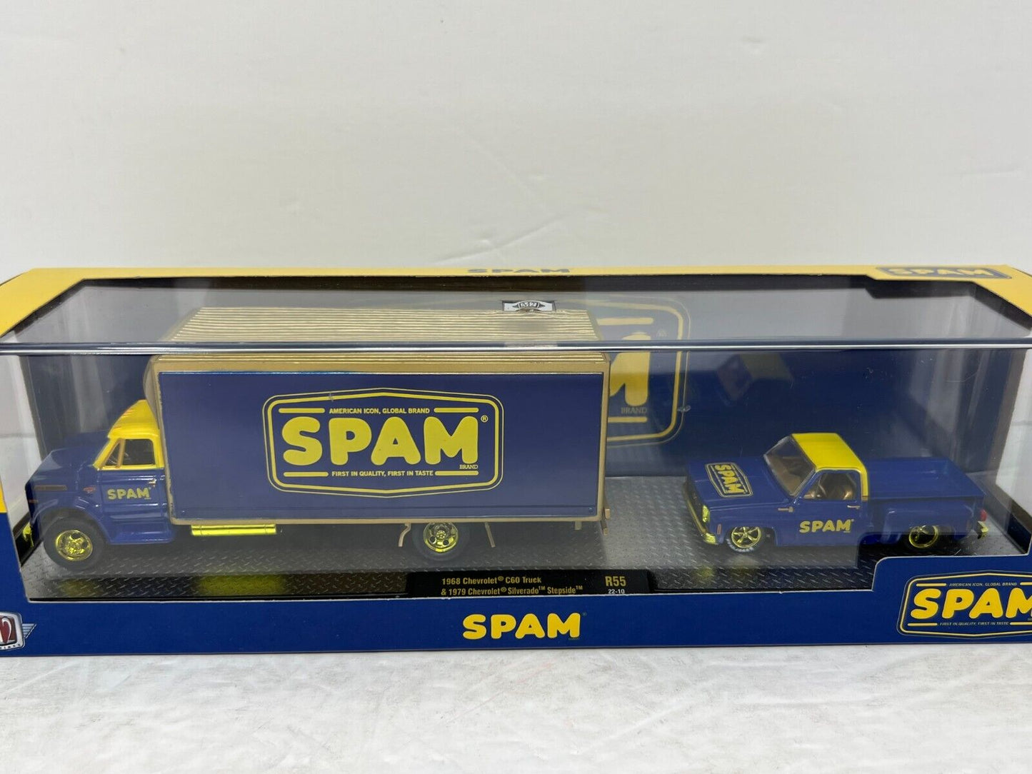 M2 Machines SPAM C60 Truck & 1979 Chevy Silverado Stepside CHASE 1:64 Diecast