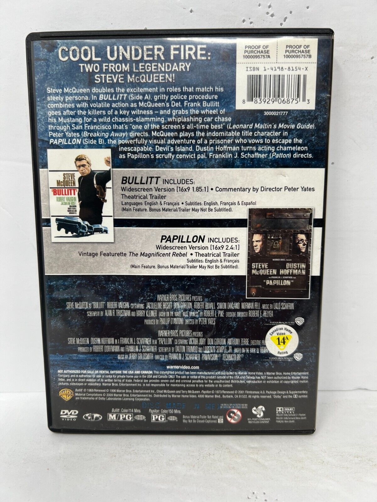 Steve McQueen Collection: Bullitt / Papillon (DVD) Action