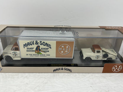 M2 Machines Maui & Sons C60 Truck & 1958 Chevy Apache Stepside 1:64 Diecast