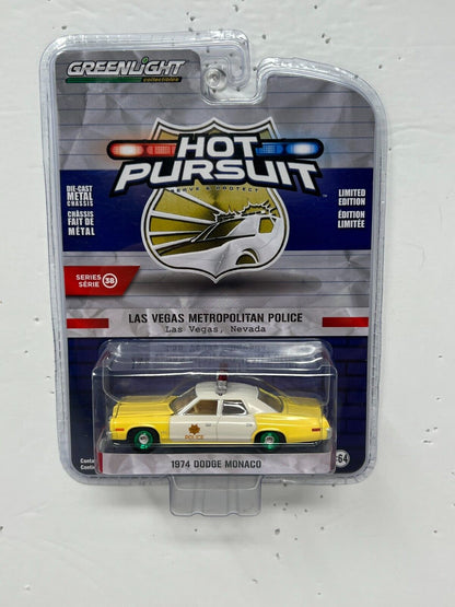 Greenlight Hot Pursuit Vegas Police 1974 Dodge Monaco GREEN MACHINE 1:64 Diecast