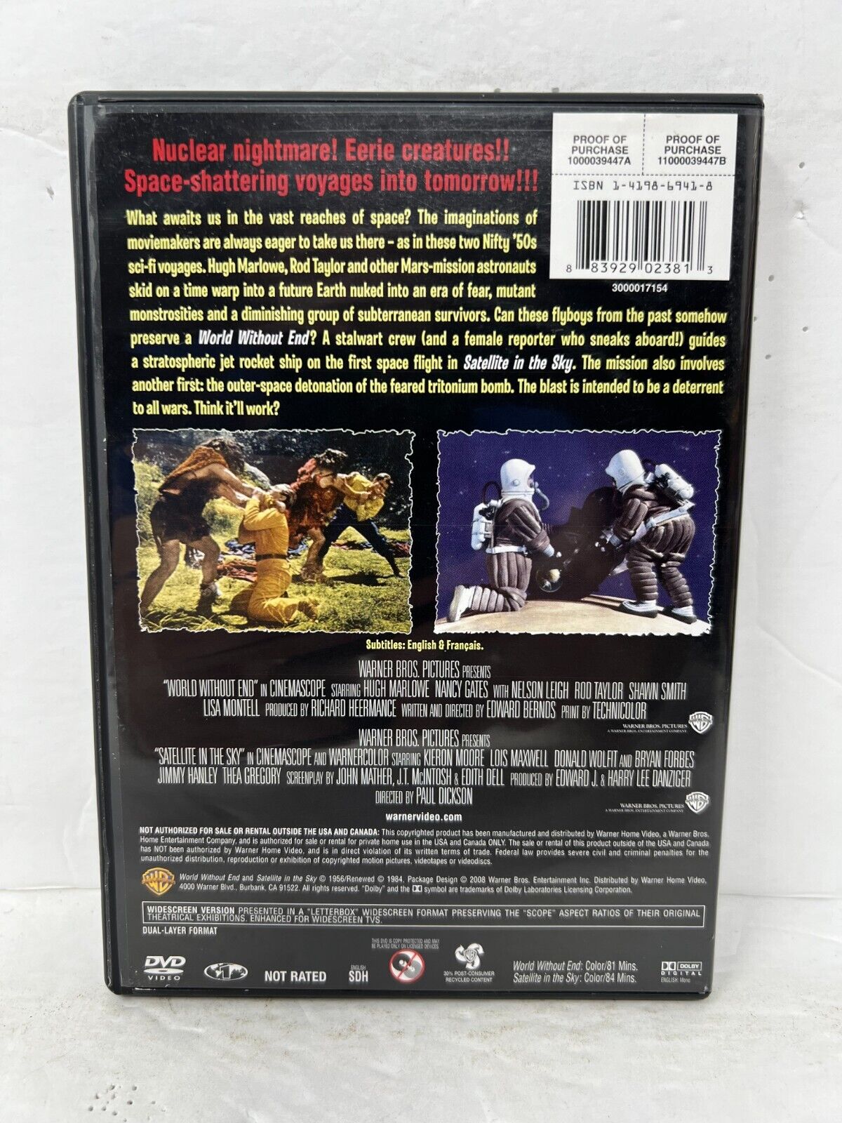 World Without End / Satellite In The Sky (DVD) Sci-Fi Good Condition!!!