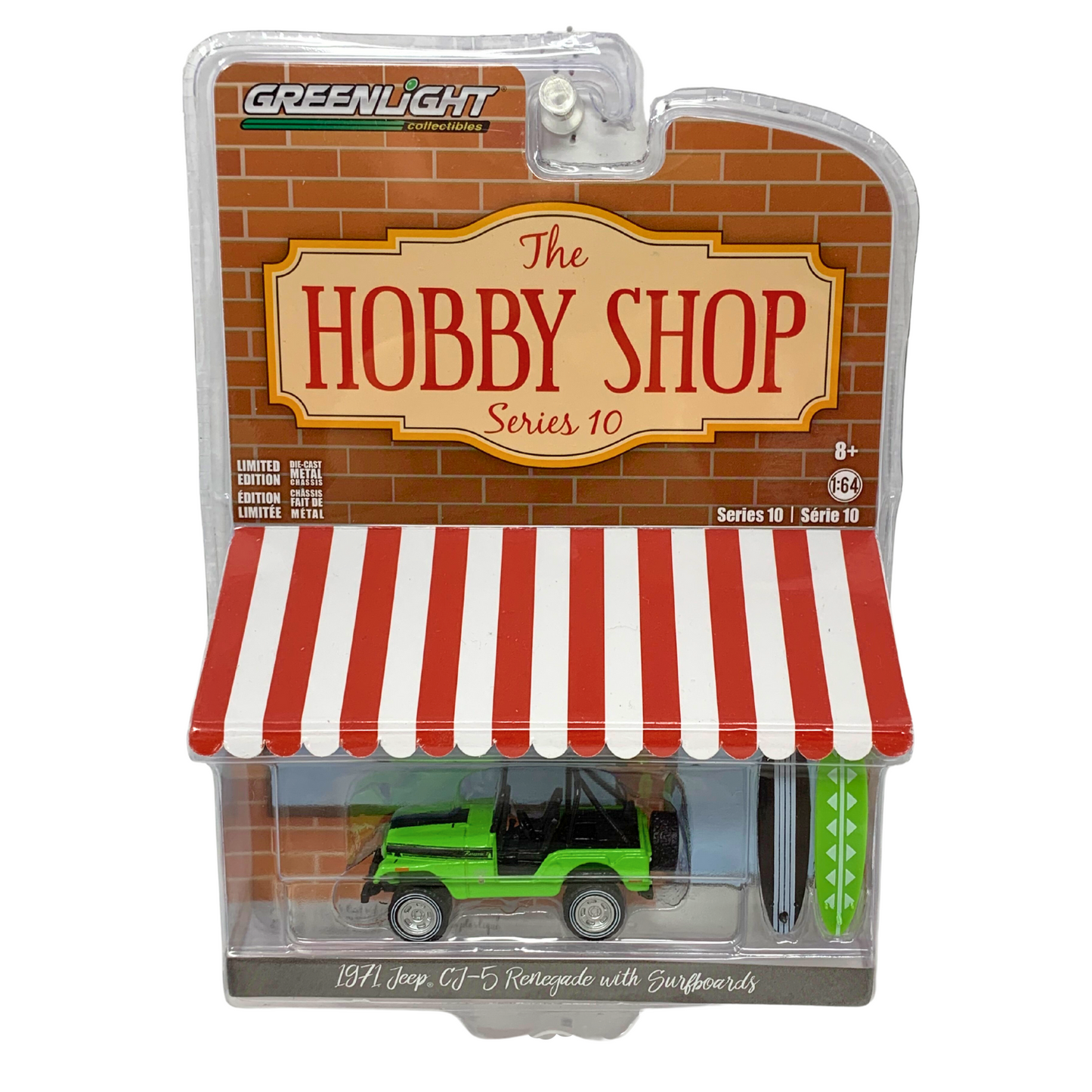 Greenlight 1971 Jeep CJ-5 Renegade with Surfboard The Hobby Shop 1:64 Diecast