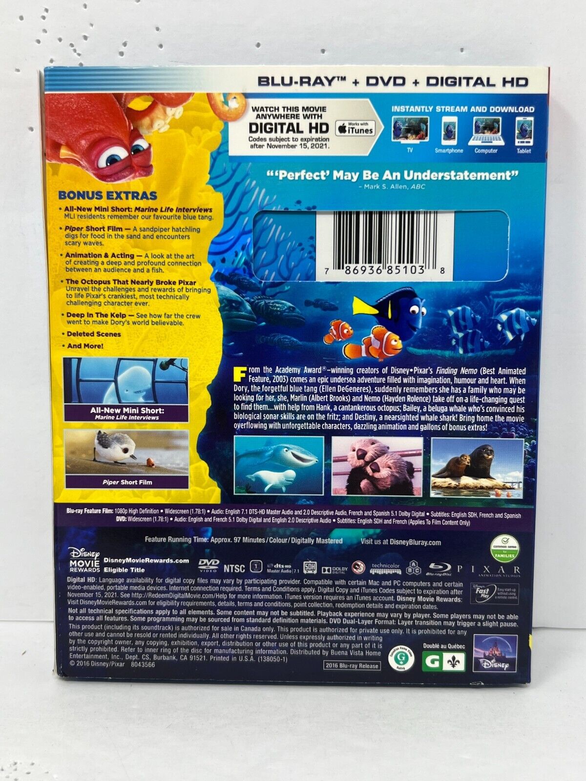 Finding Dory (Blu-ray) Disney Pixar Good Condition!!!