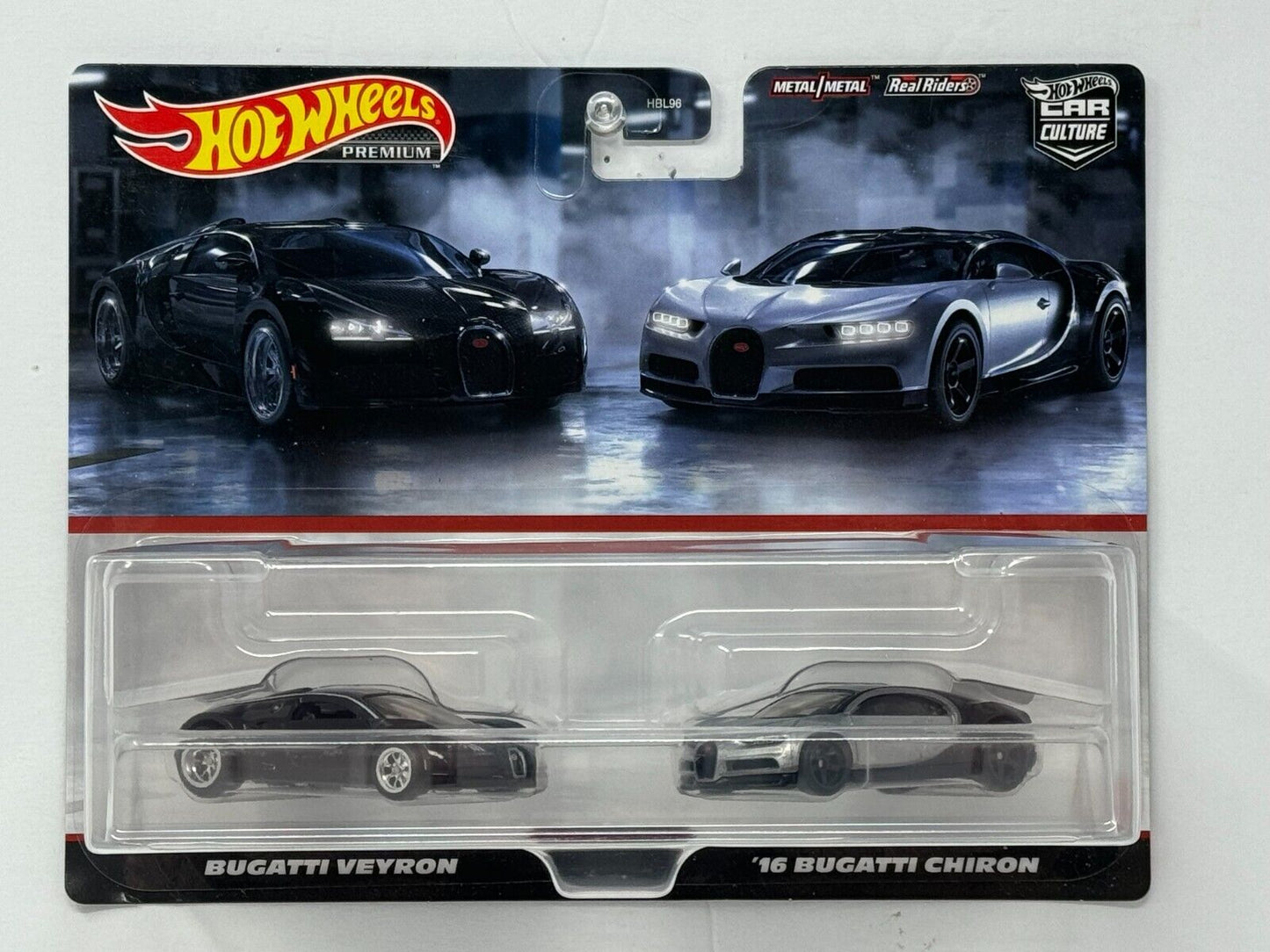 Hot Wheels Premium Bugatti Veyron & 2016 Bugatti Chiron 2-Pack 1:64 Diecast