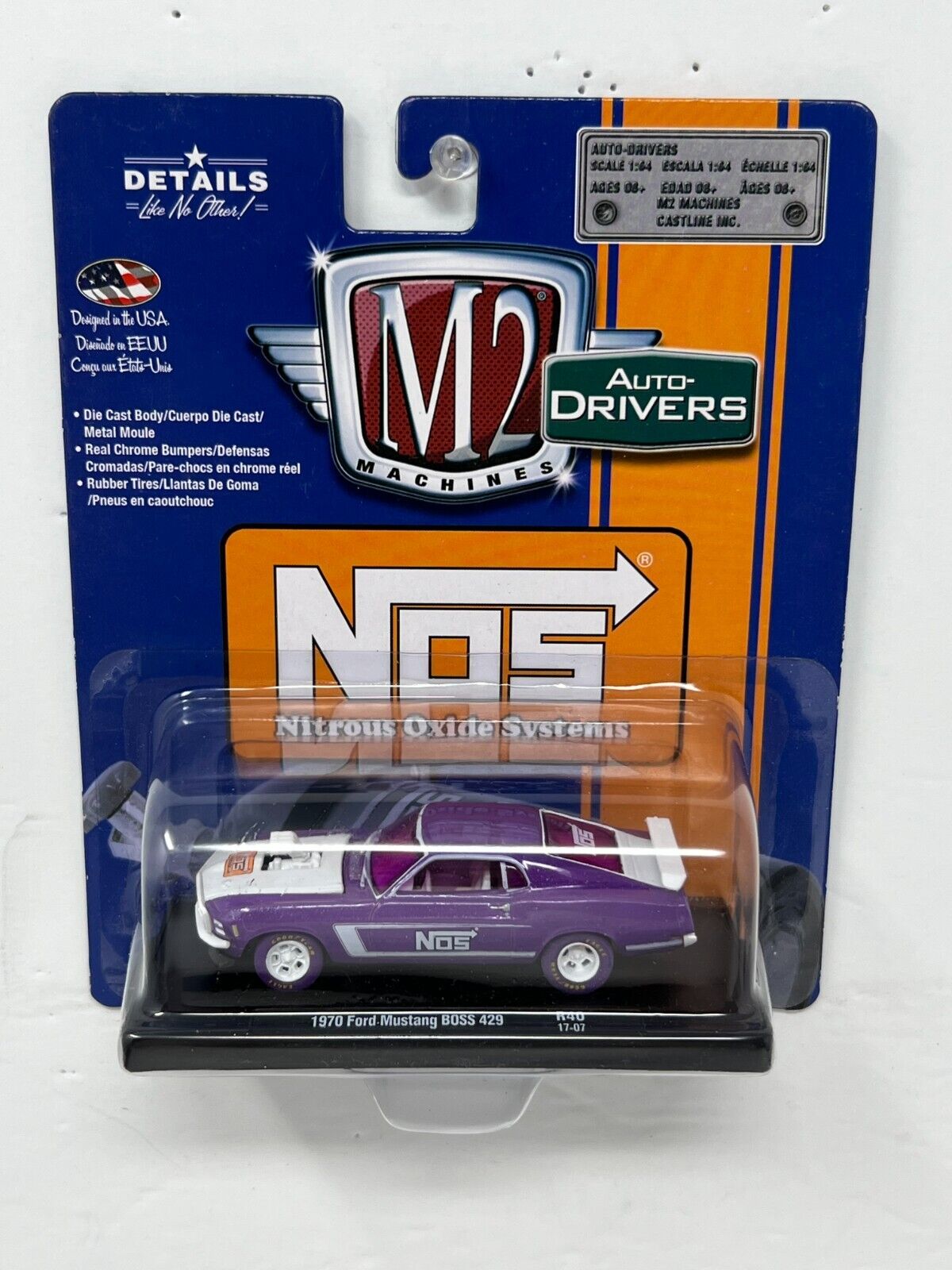 M2 Machines NOS 1970 Ford Mustang Boss 429 CHASE Auto-Drivers 1:64 Diecast