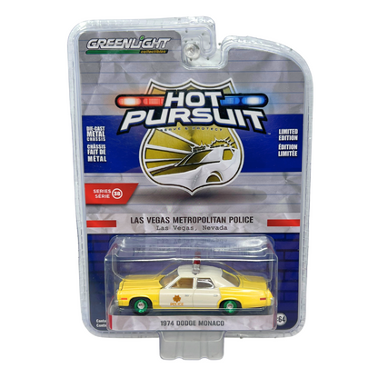 Greenlight Hot Pursuit Vegas Police 1974 Dodge Monaco GREEN MACHINE 1:64 Diecast