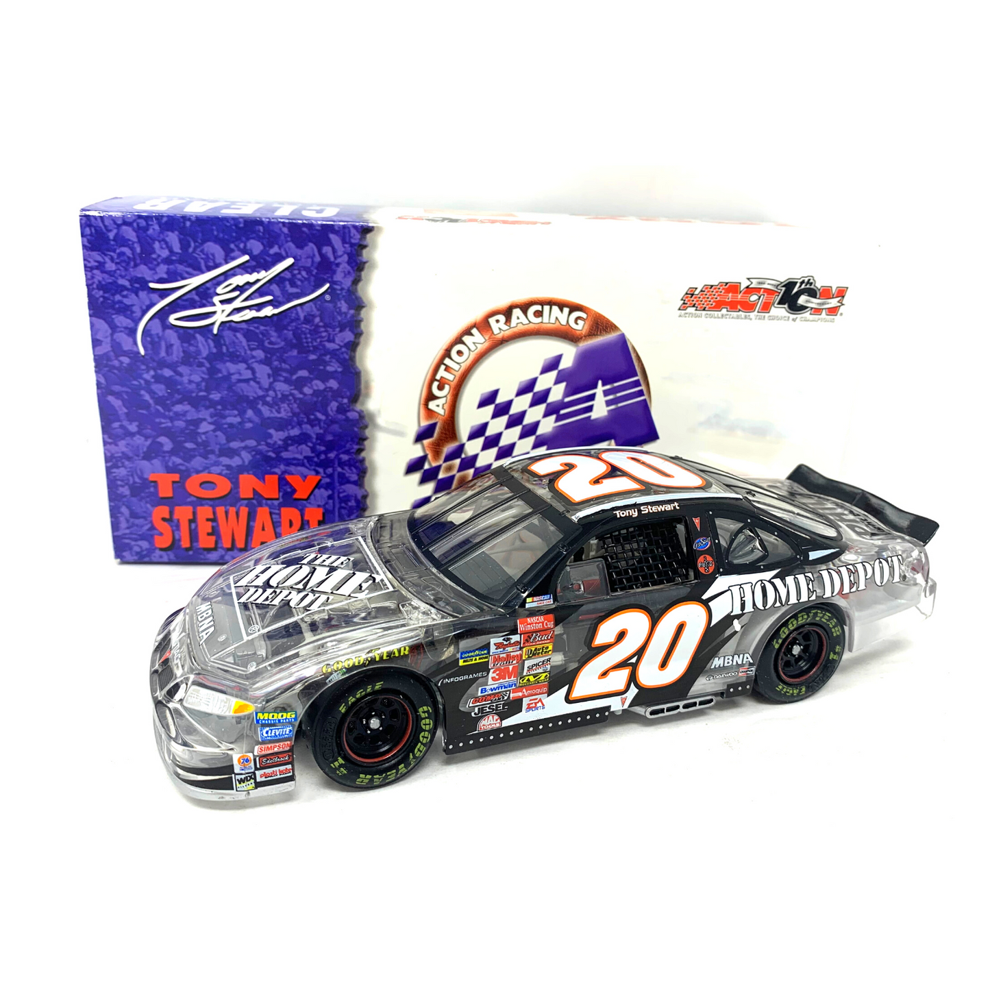 Action Nascar #20 Tony Stewart Home Depot Clear 2002 Grand Prix 1:24 Diecast