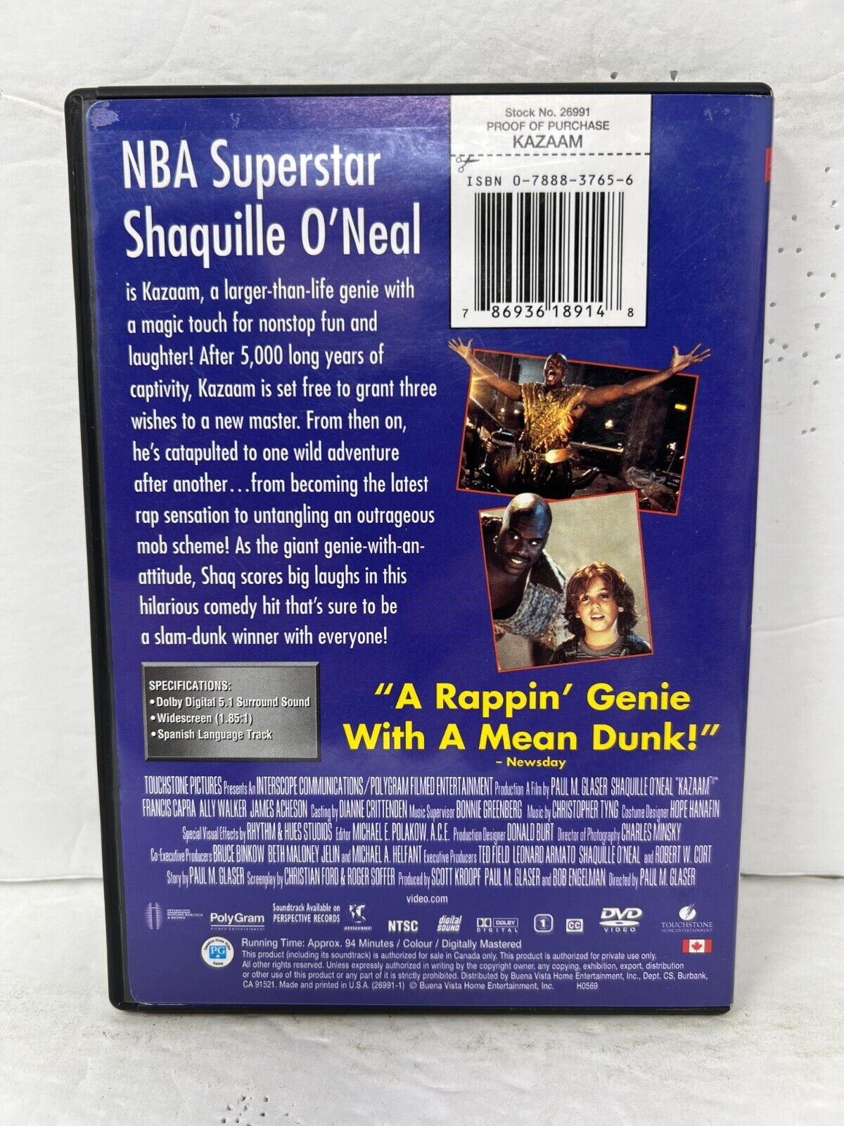 Kazaam SHAQ Rare OOP (DVD) Family Good Condition!!!