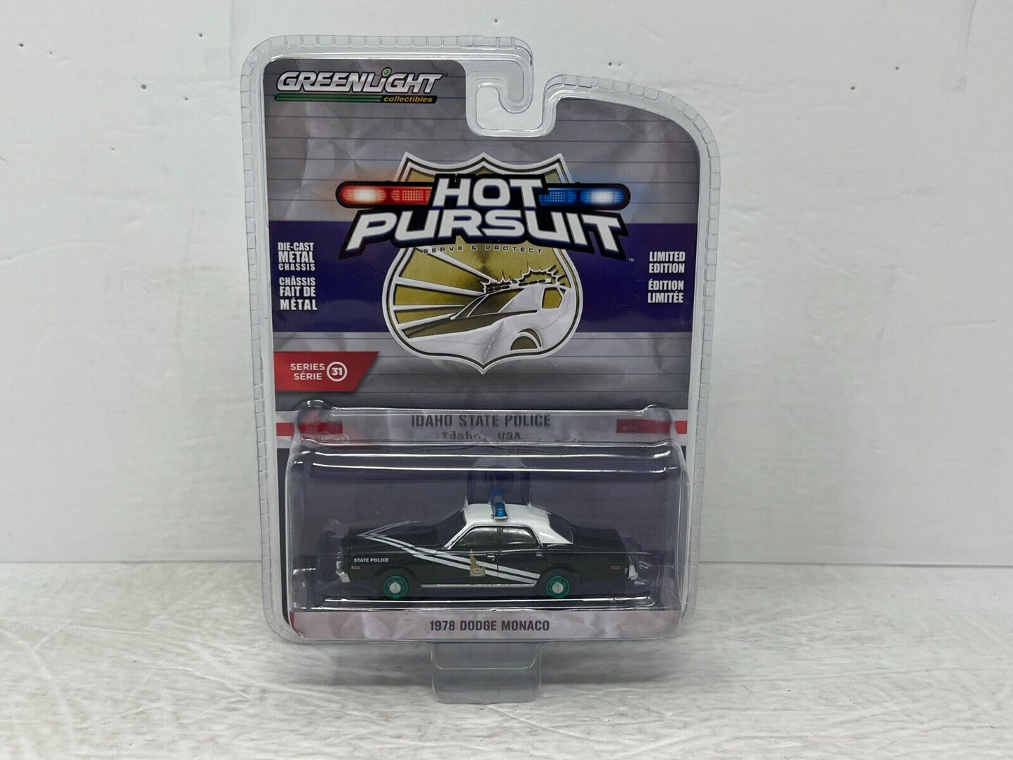 Greenlight Hot Pursuit 1978 Dodge Monaco Idaho Police Green Machine 1:64 Diecast