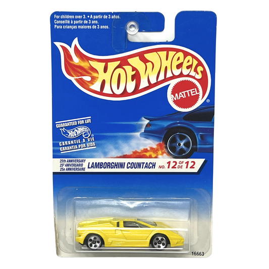 Hot Wheels 25th Anniversary Lamborghini Countach 1:64 Diecast Yellow