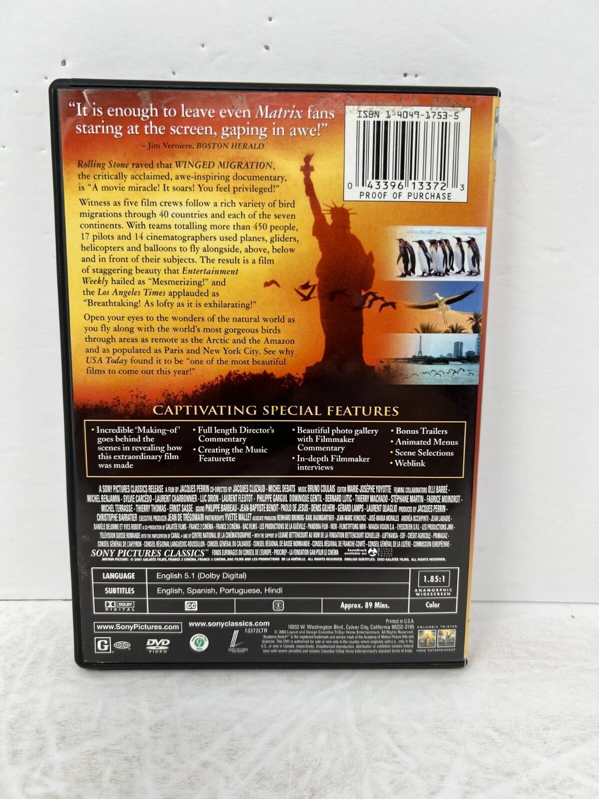 Winged Migration (DVD) Documentary Good Condition!!!