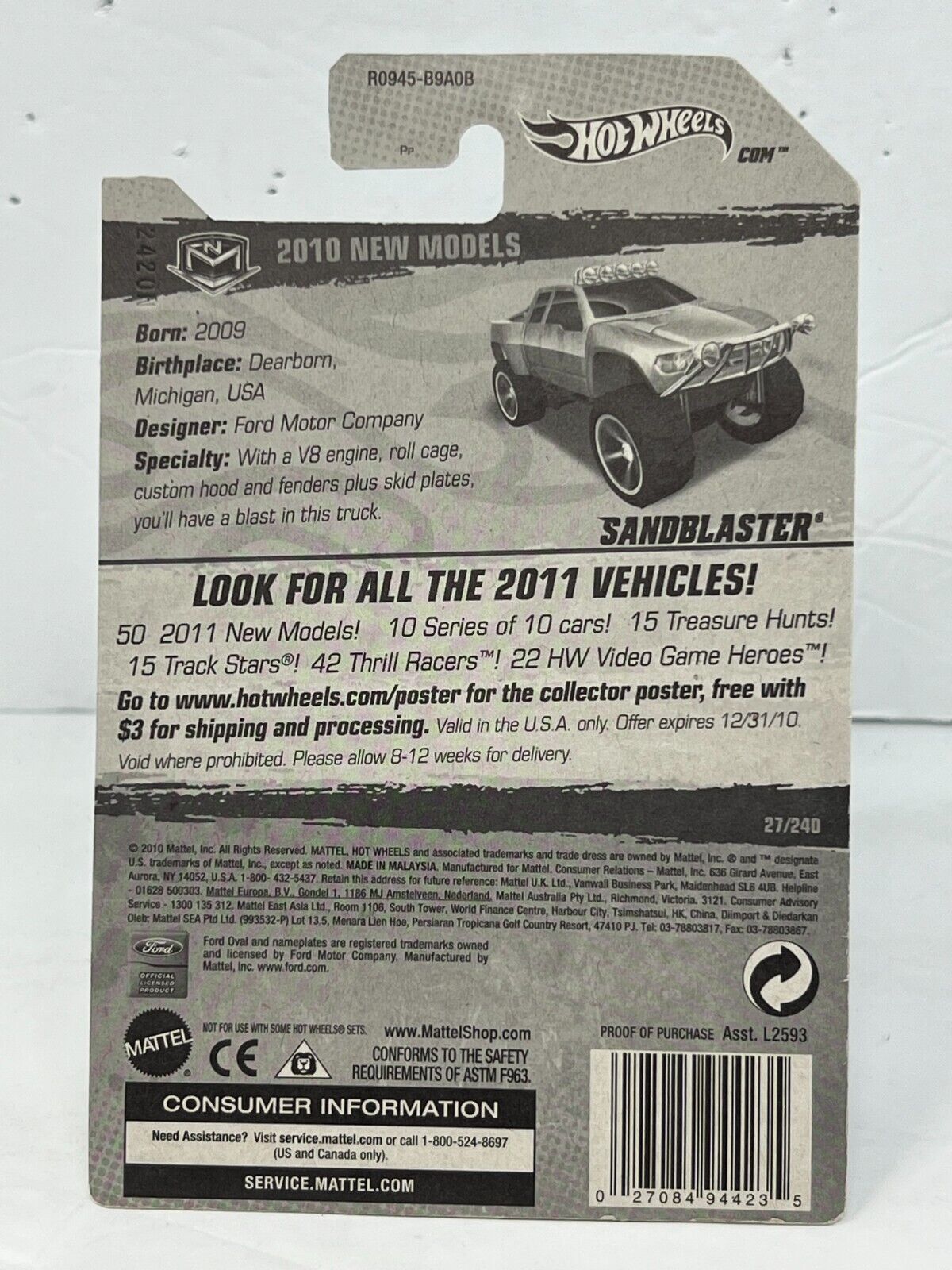 Hot Wheels 2010 New Models Sandblaster Fantasy Cars Fantasy Cars 1:64 Diecast Factory Sealed
