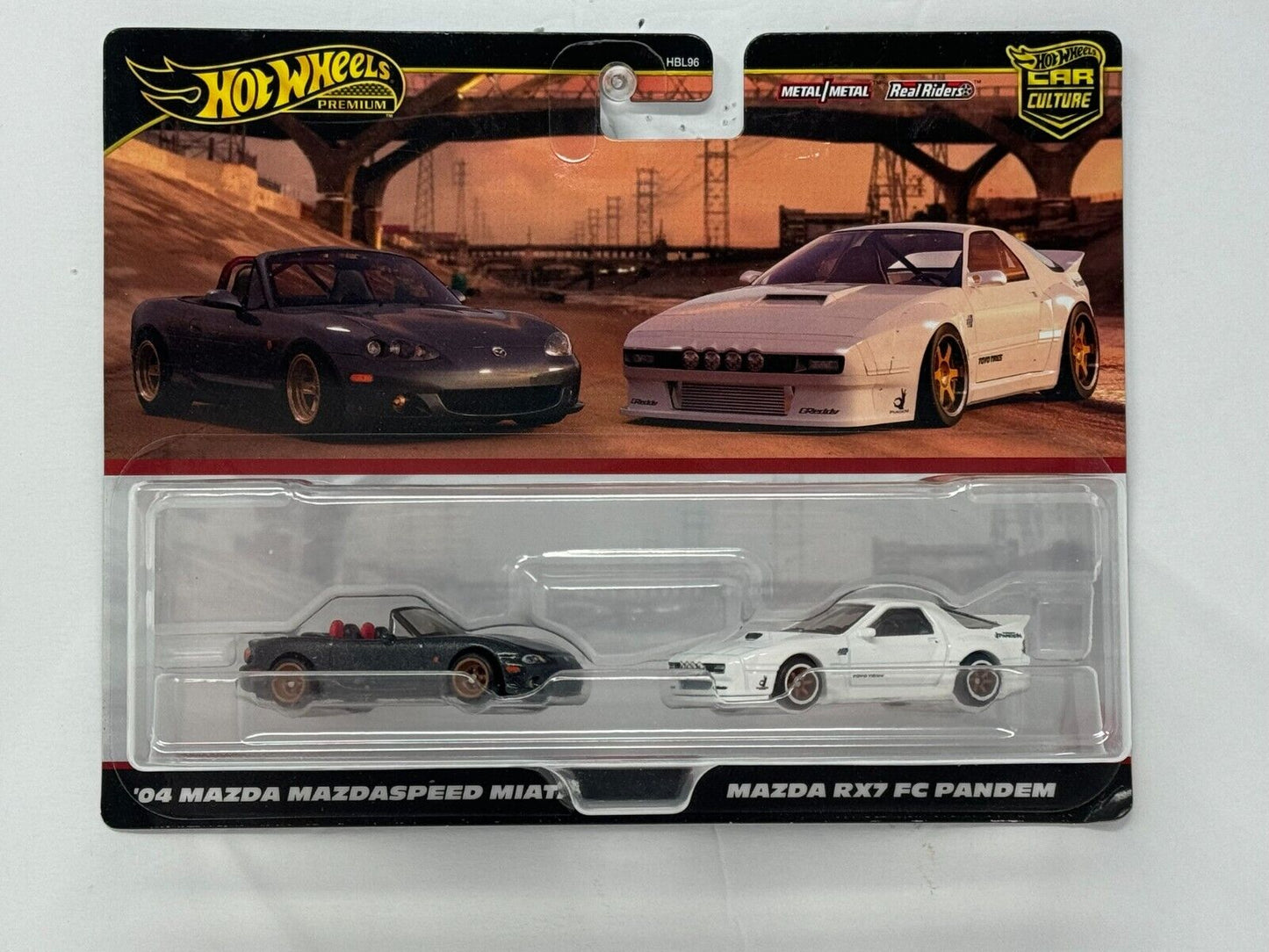 Hot Wheels Premium 2004 Mazda Miata & Mazda RX7 FC Pandem 2 Pack 1:64 Diecast