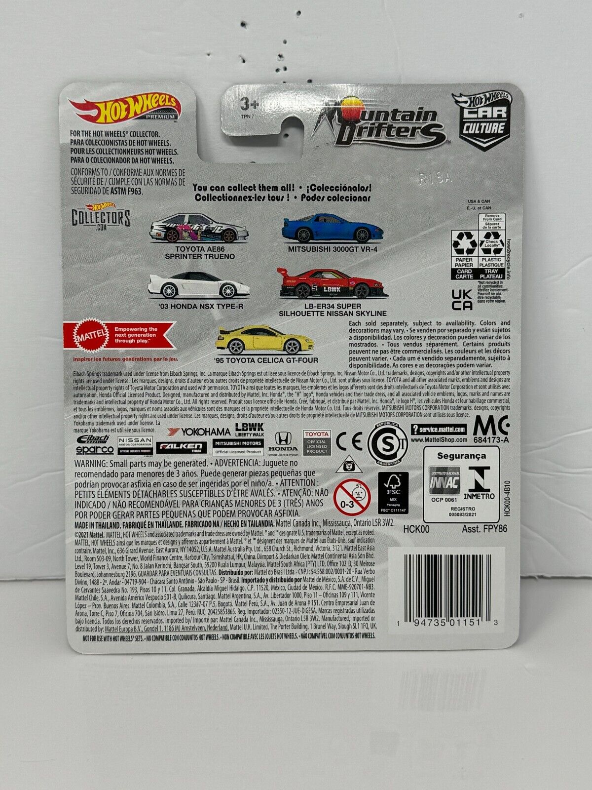 Hot Wheels Premium Mountain Drifters 2003 Honda NSX Type-R 1:64 Diecast