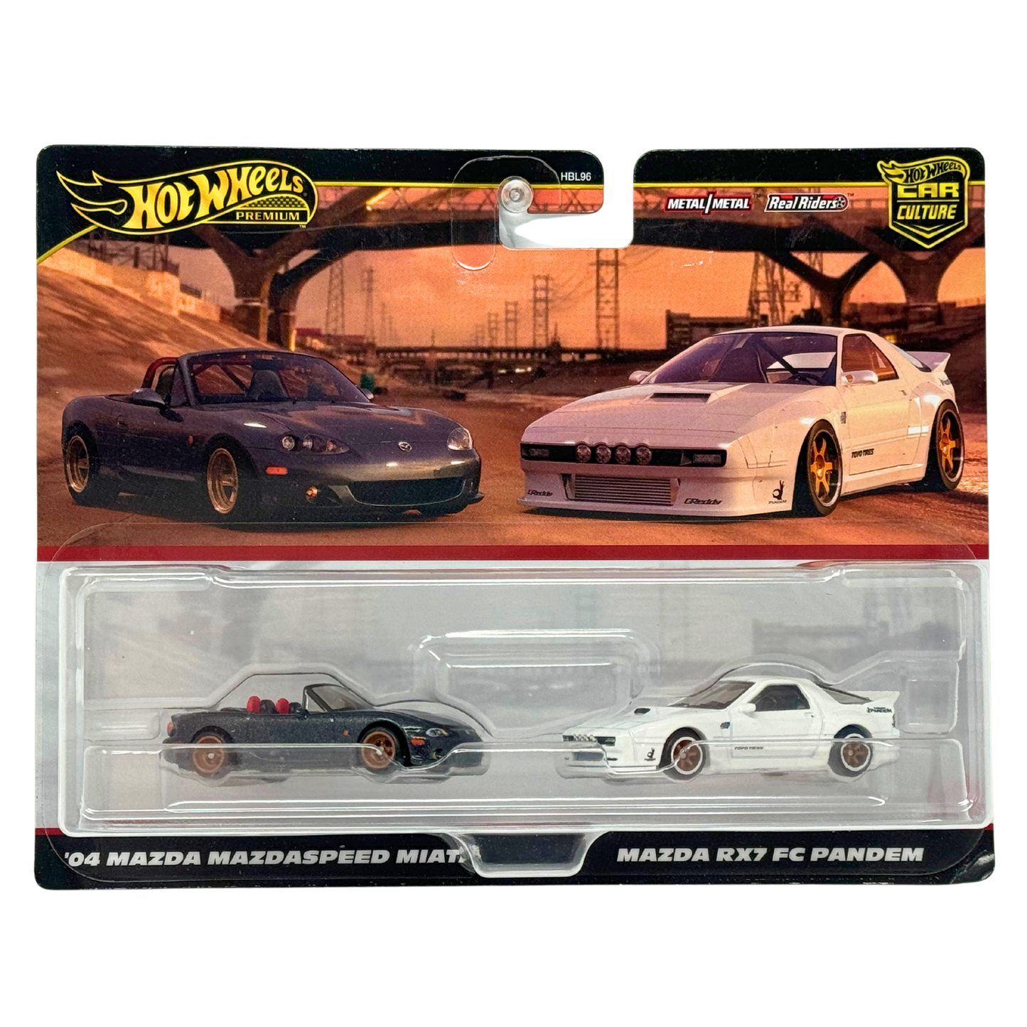 Hot Wheels Premium 2004 Mazda Miata & Mazda RX7 FC Pandem 2 Pack 1:64 Diecast