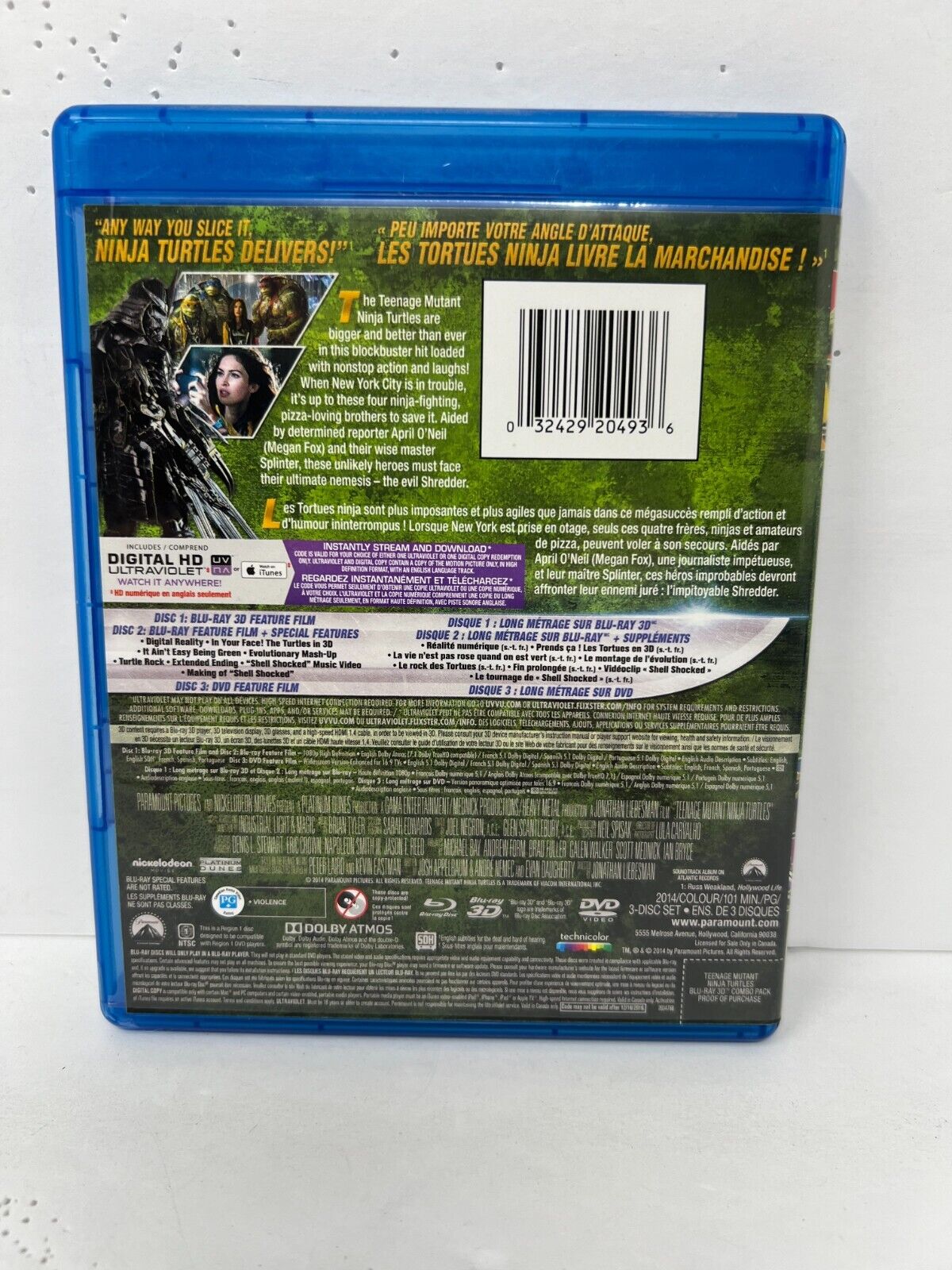 Teenage Mutant Ninja Turtles (Blu-ray 3D) Family Good Condition!!!