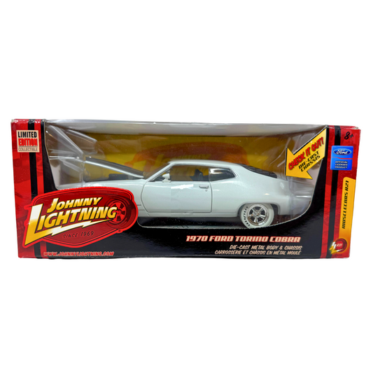 Johnny Lightning Musclecars 1970 Ford Torino Cobra 1:24 Diecast WHITE LIGHTNING