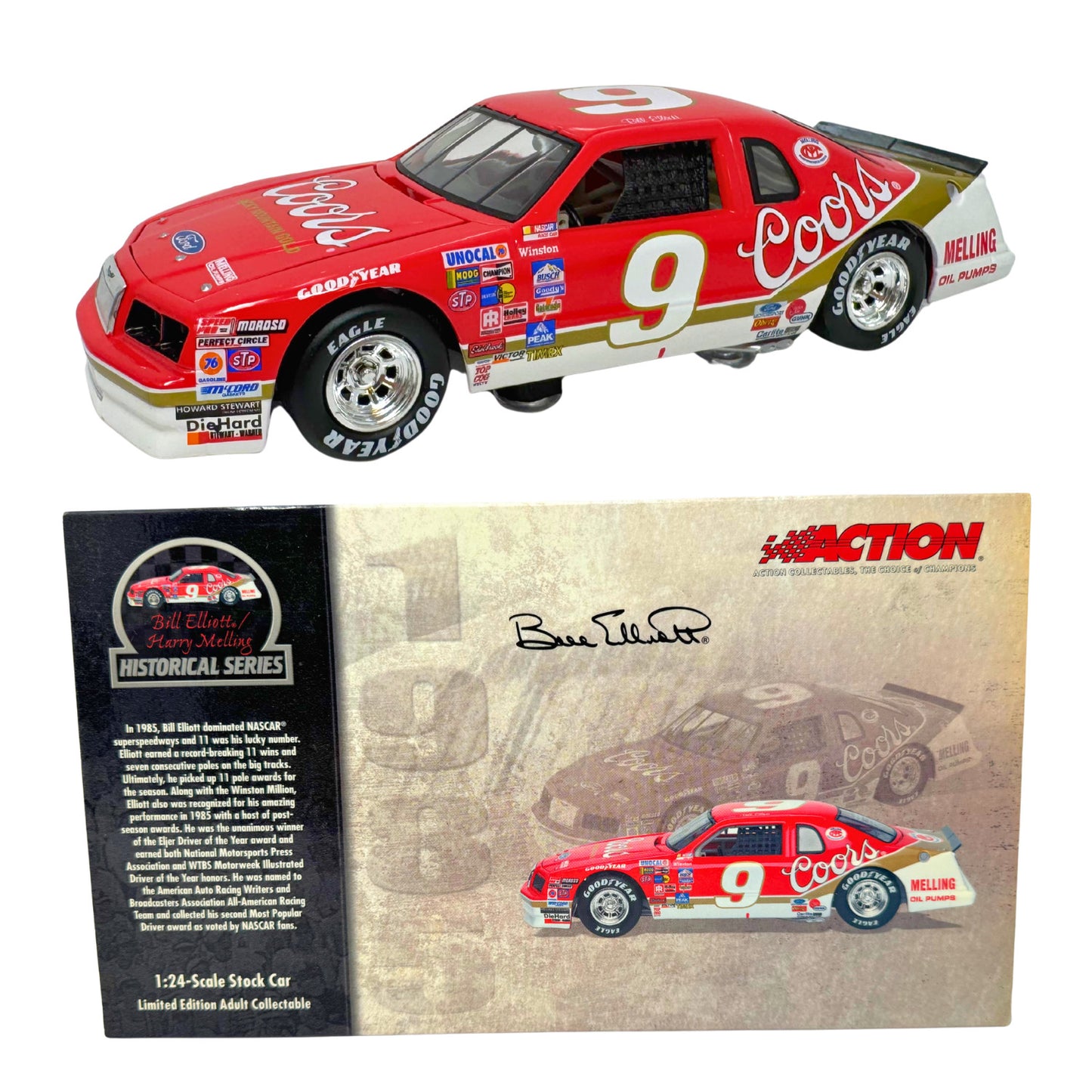 Action NASCAR Historical Bill Elliott #9 Coors 1985 Thunderbird 1:24 Diecast