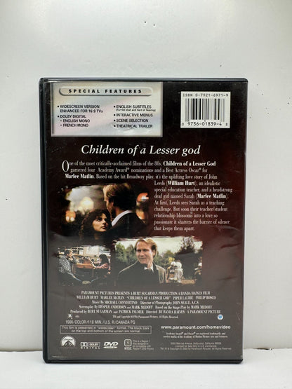 Children of a Lesser God (DVD) Marlee Matlin Drama