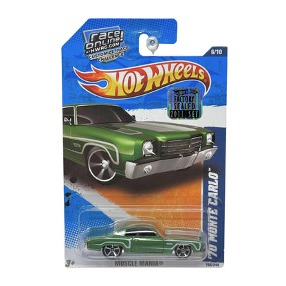 Hot Wheels Muscle Mania 1970 Monte Carlo 1:64 Diecast Factory Sealed Green