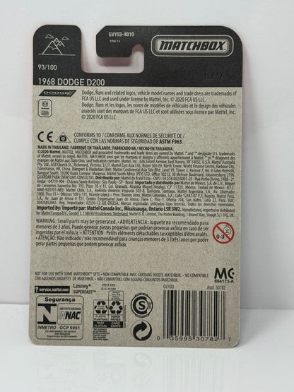 Matchbox 1968 Dodge D200 1:64 Diecast