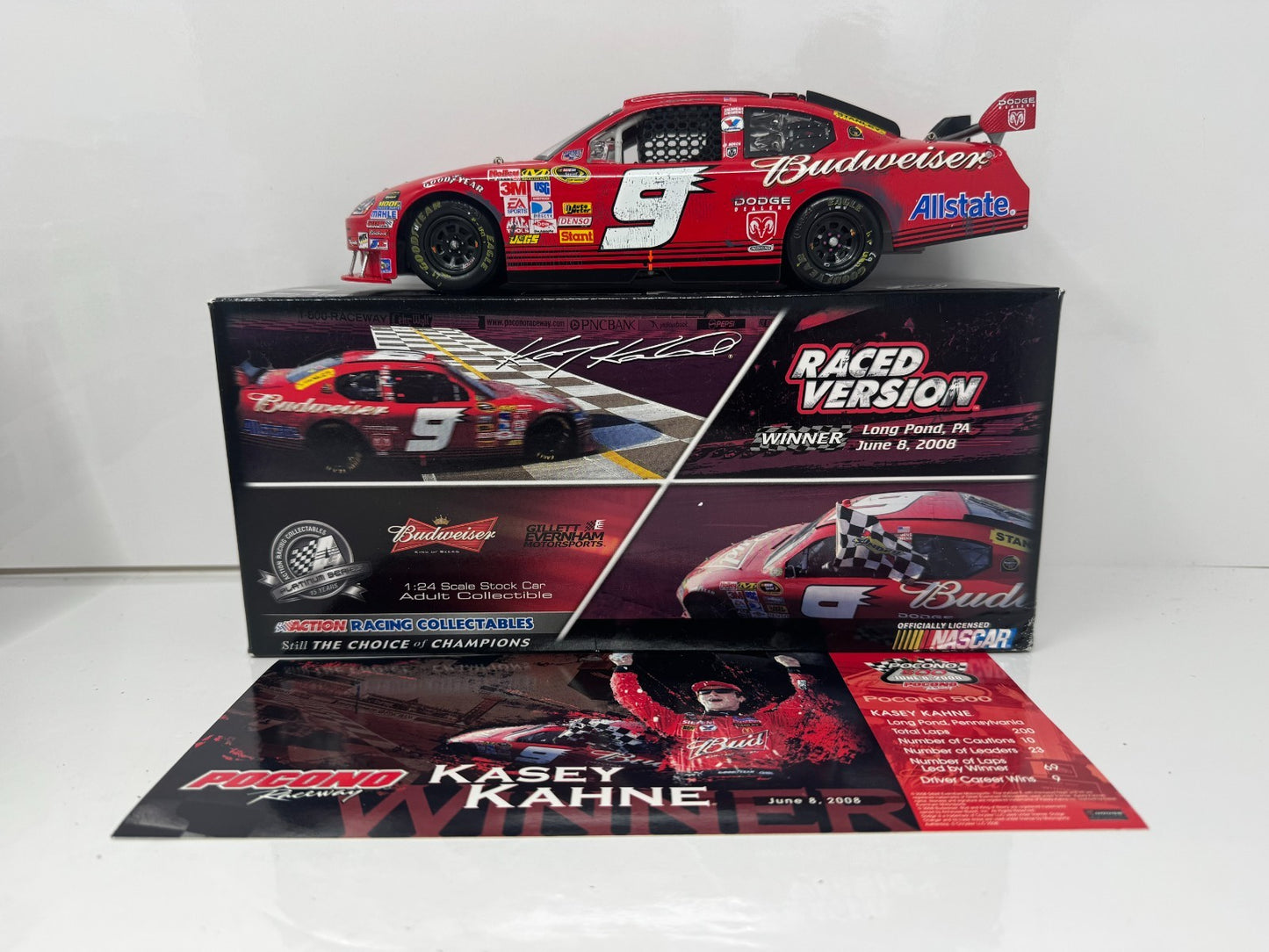 Action NASCAR Kasey Kahne #9 Bud Pocono Win Raced 2008 Charger 1:24 Diecast