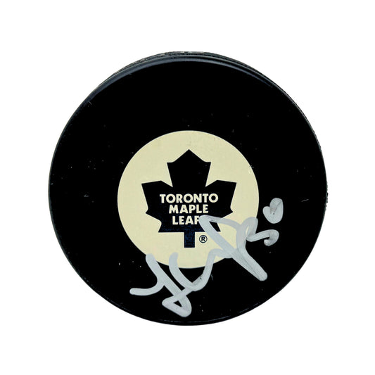 Jonas Gustavsson Toronto Maple Leafs Signed NHL Autograph Puck Silver Auto