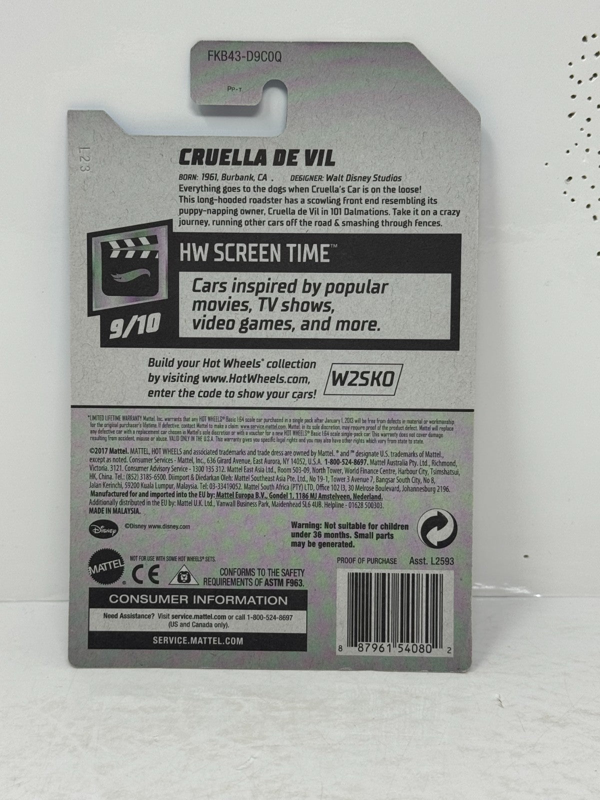 Hot Wheels Super Treasure Hunt 101 Dalmatians Cruella De Vil 1:64 Diecast