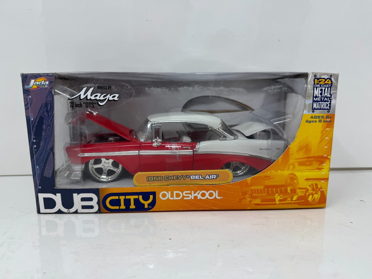 Jada Dub City Oldskool 1956 Chevy Bel Air 1:24 Diecast Maya Wheels 22 Inch DTS