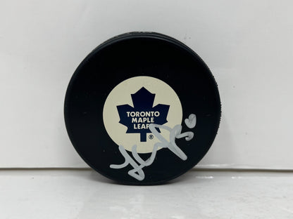 Jonas Gustavsson Toronto Maple Leafs Signed NHL Autograph Puck Silver Auto