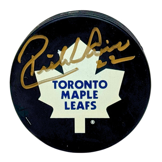 Rick Vaive Toronto Maple Leafs Signed NHL Autograph Puck Gold Auto COA Universal