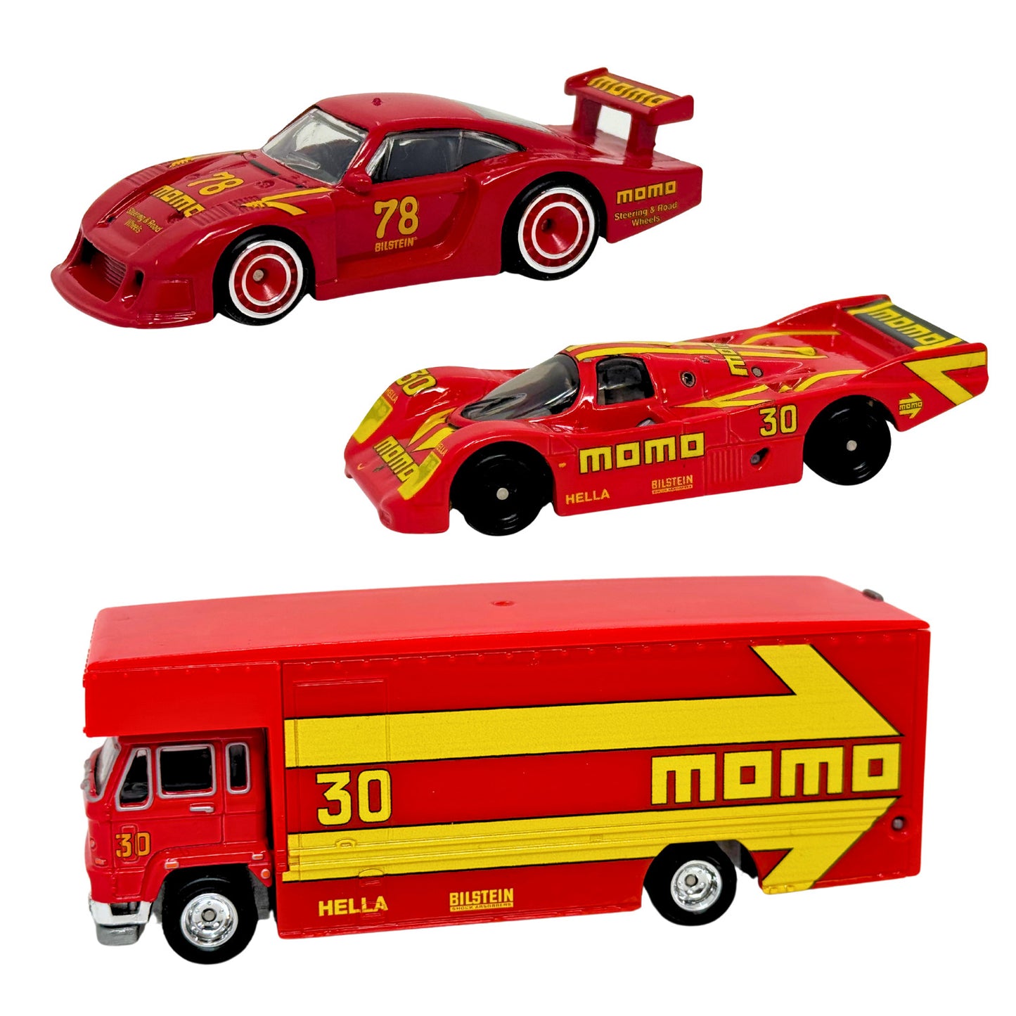 Hot Wheels Team Transport Momo Porsche 962 & 935 with Fleet Flyer 1:64 Diecast