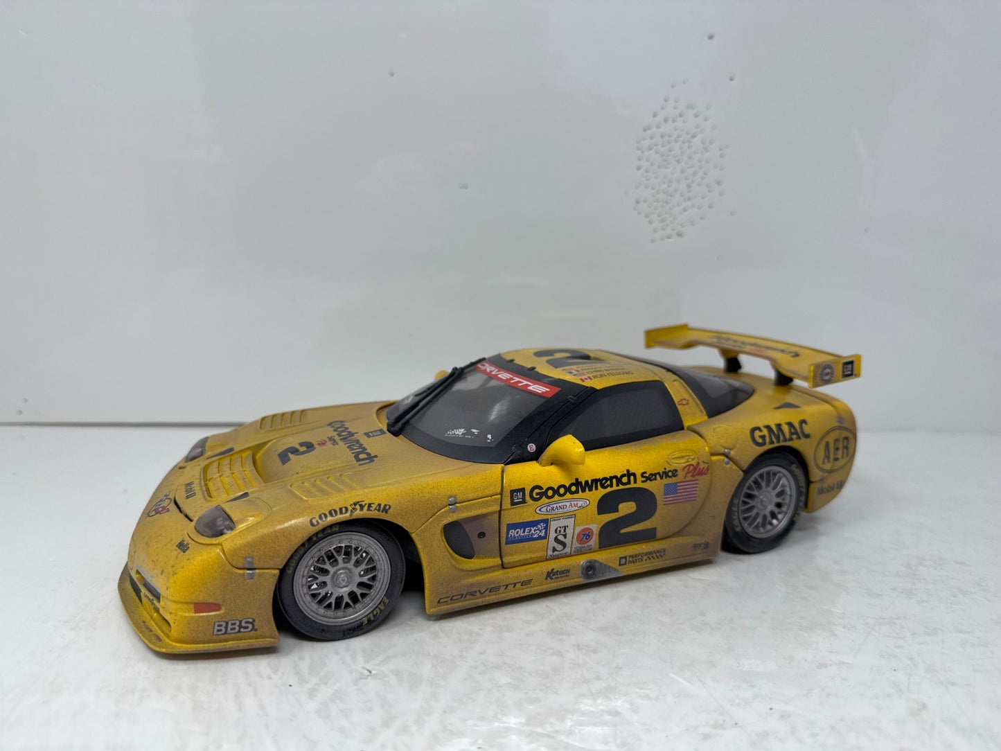 Action Racing #2 Ron Fellows GM 2001 Corvette C5R RACED VERSION 1:18 Diecast