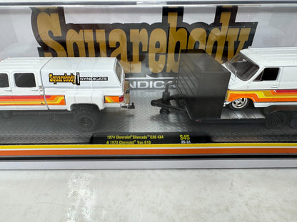 M2 Machines Squarebody Syndicate 1974 Chevy Silverado C30 & G10 Van 1:64 Diecast