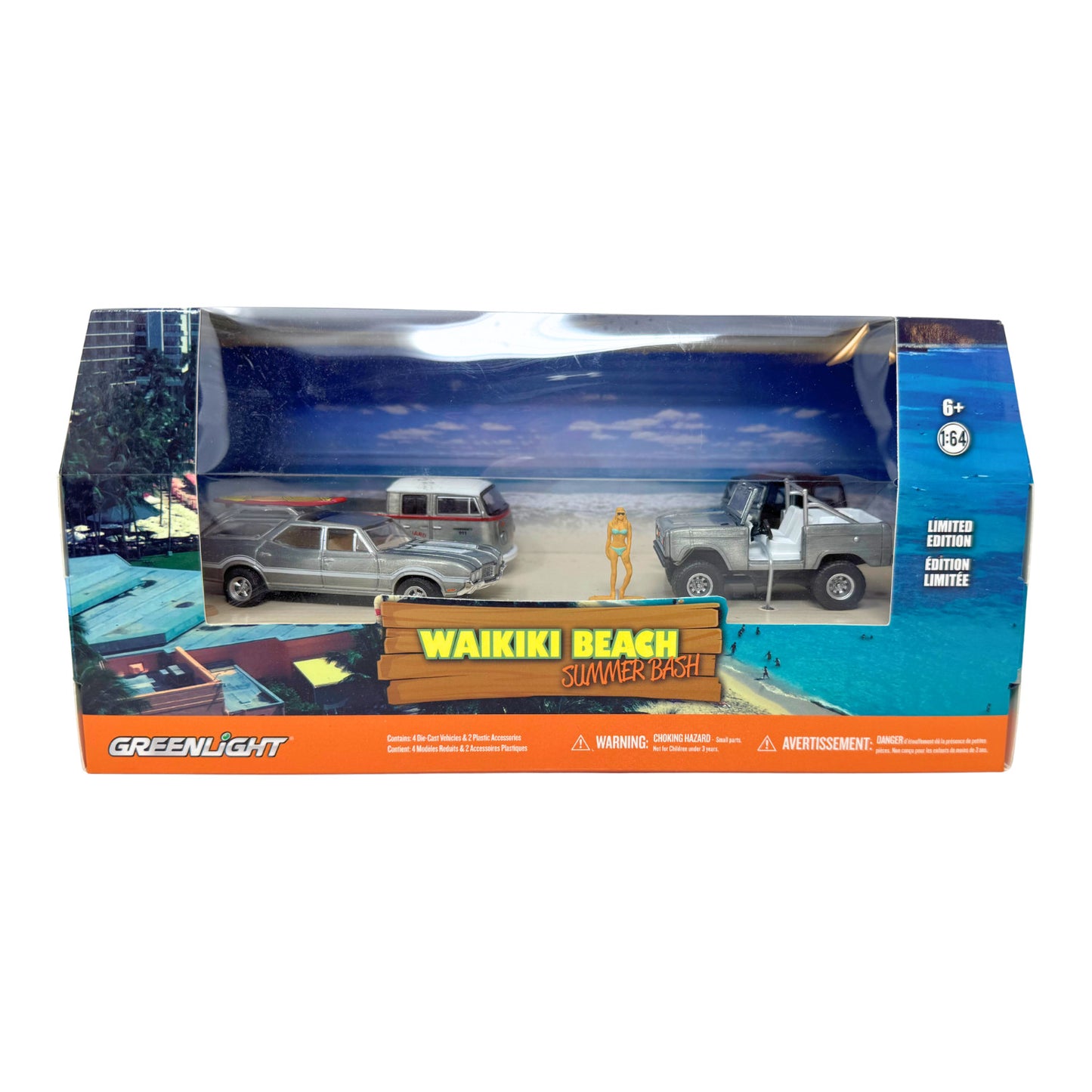 Greenlight Diorama Waikiki Beach Summer Bash Set RAW CHASE 1:64 Diecast