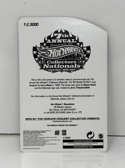 Hot Wheels 2007 7th Collectors Nationals 1965 Shelby GT350 1:64 Diecast