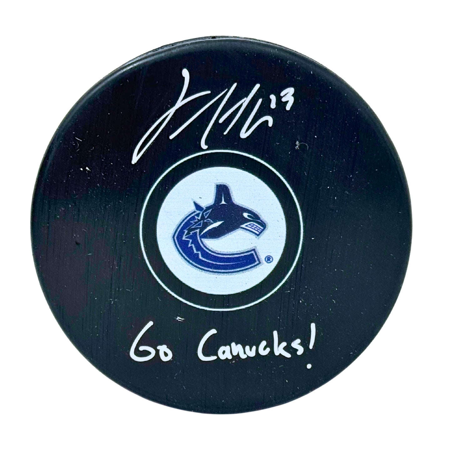Jayce Hawryluk Vancouver Canucks Signed NHL Autograph Puck Silver Auto