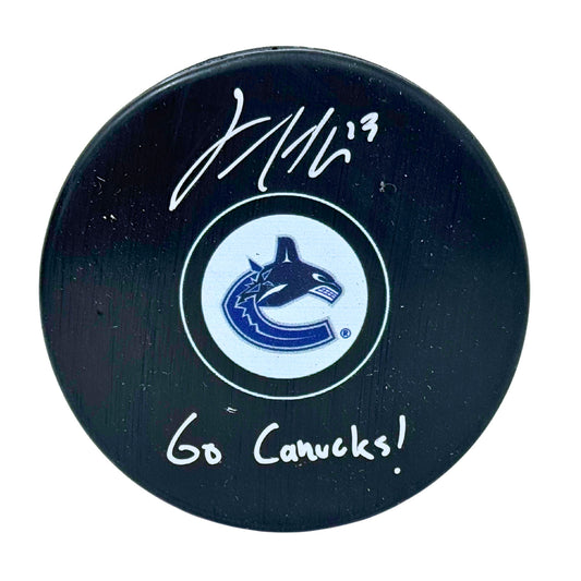 Jayce Hawryluk Vancouver Canucks Signed NHL Autograph Puck Silver Auto