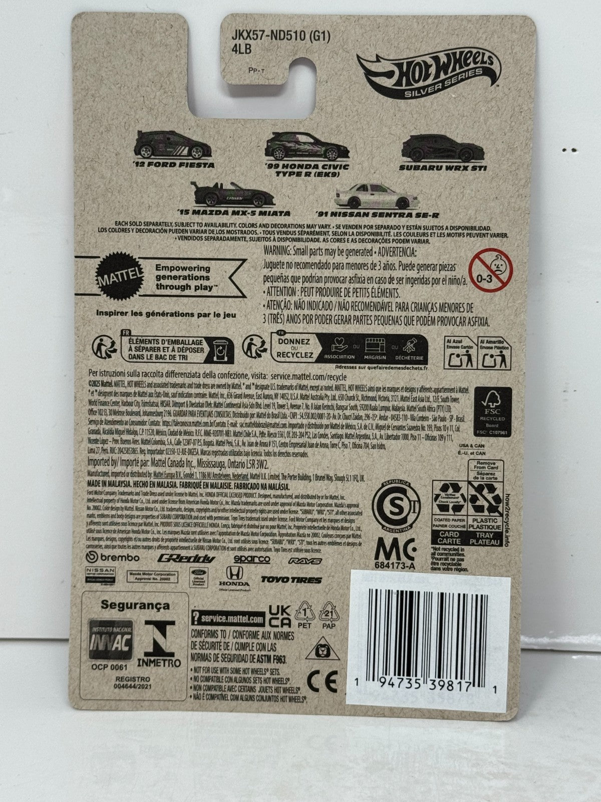 Hot Wheels Silver Series Compact Kings 1999 Honda Civic Type R EK9 1:64 Diecast