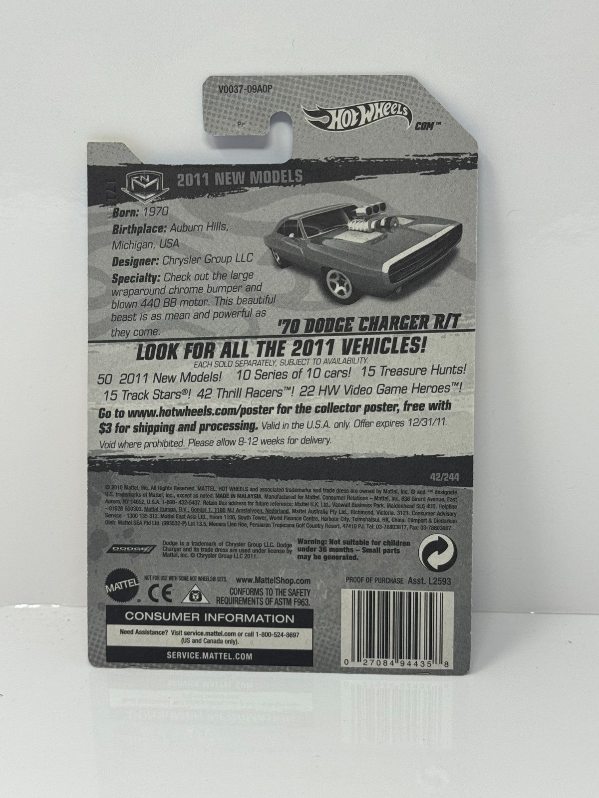 Hot Wheels 2011 New Models 1970 Dodge Charger RT 1:64 Diecast Factory Sealed