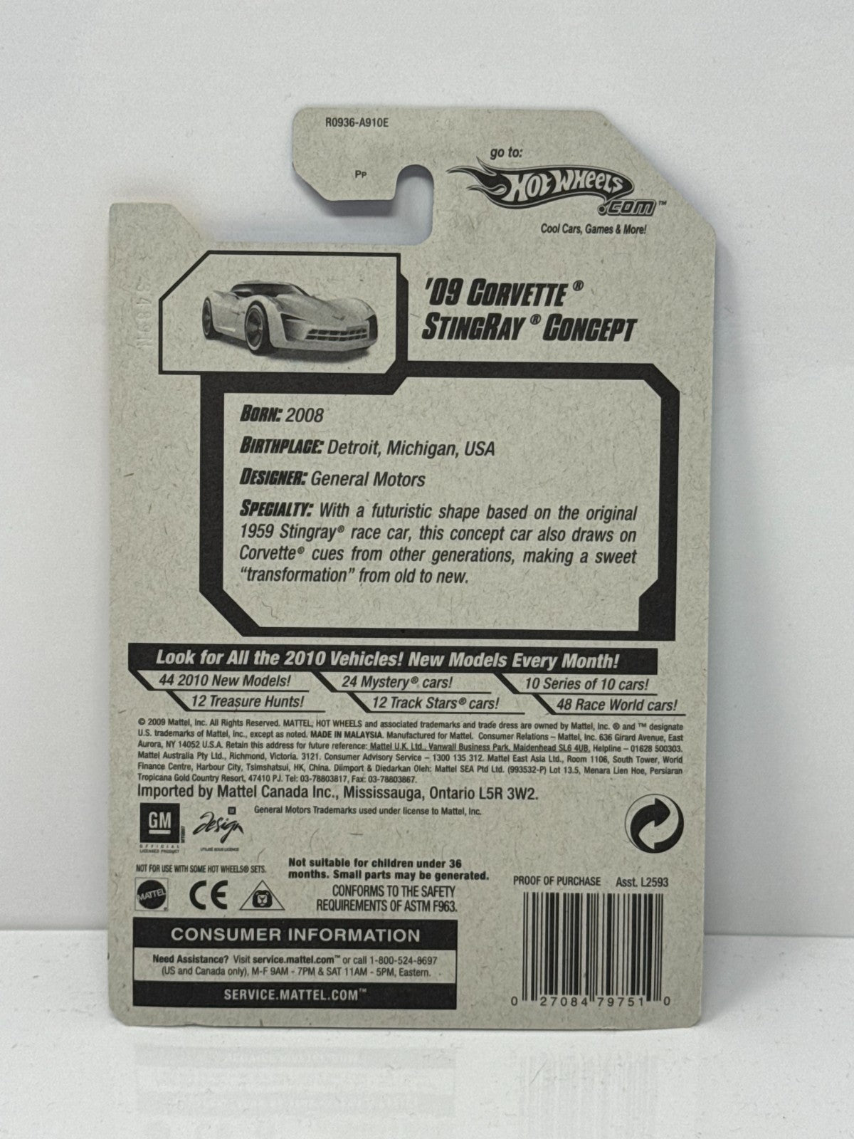 Hot Wheels New Models 2009 Chevy Corvette Stingray Concept 1:64 Diecast Factory