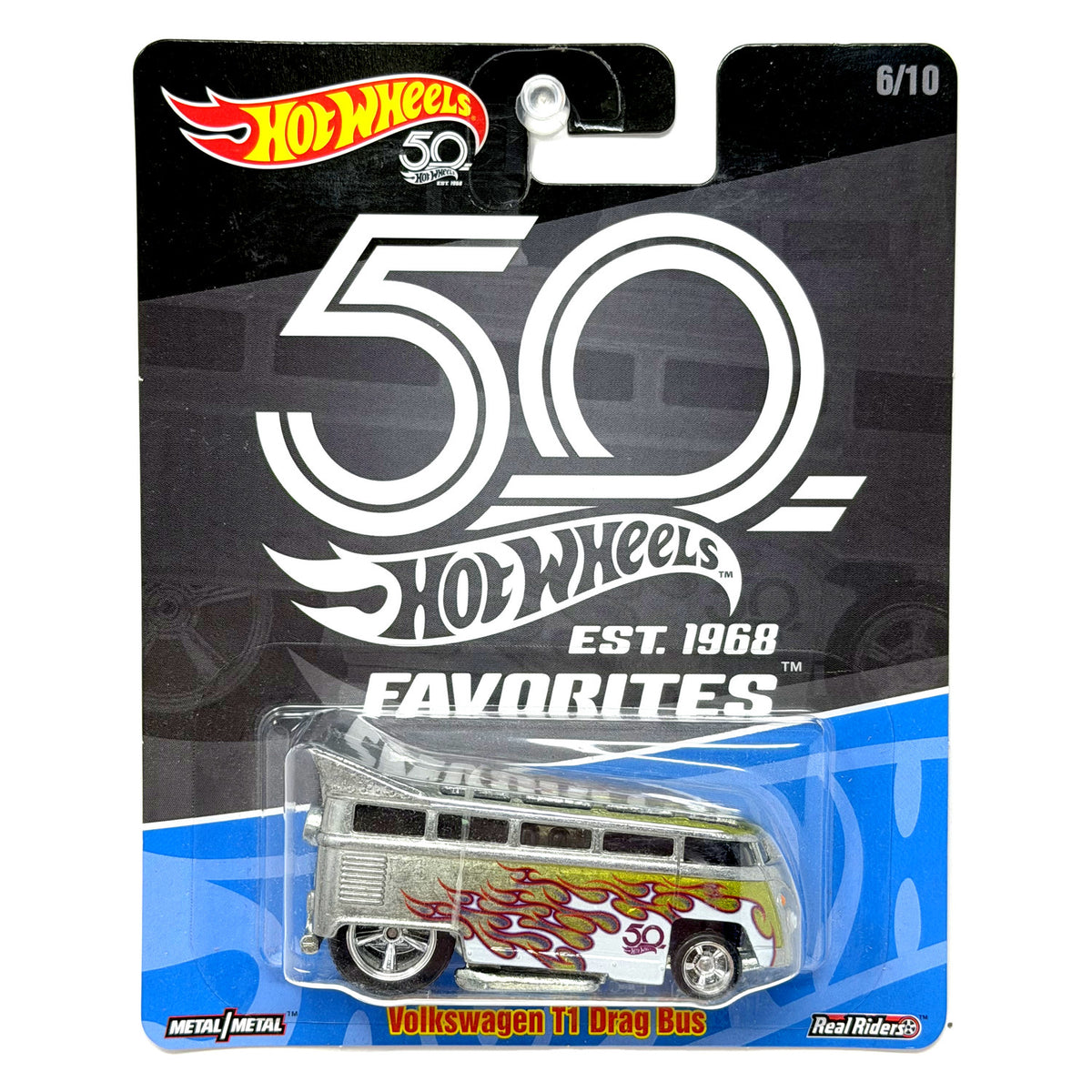 Hot Wheels 50th Favorites Volkswagen T1 Drag Bus 1:64 Diecast Real Riders